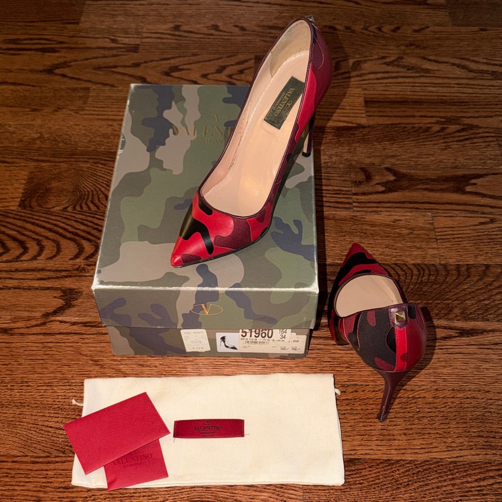 Valentino Red and Black Camouflage Heels